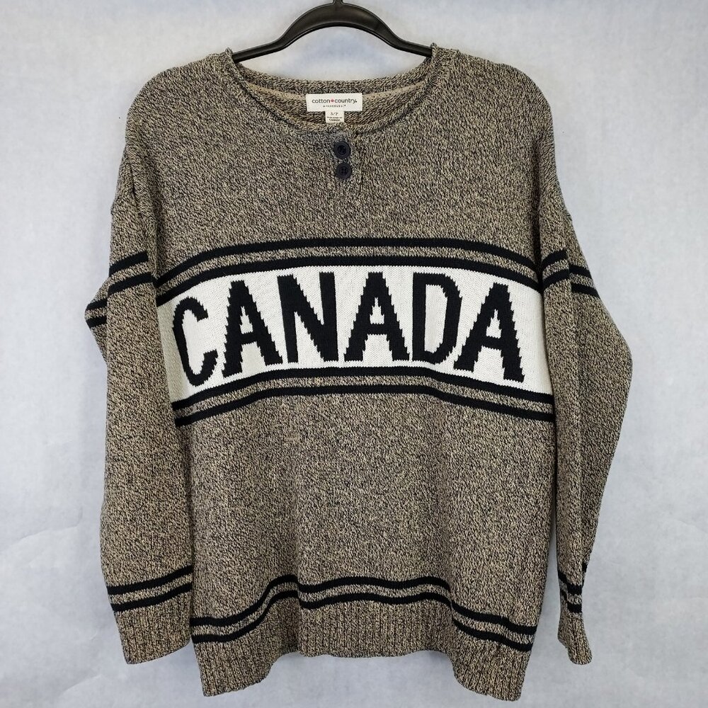 Cotton Country Parkhurst Henley Sweater Women S Knit Canada Maple Preppy Cabin